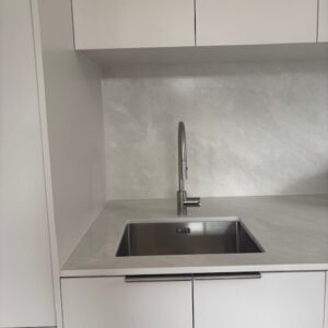 Modern kitchen sink with high-arc faucet in Essendon West project
