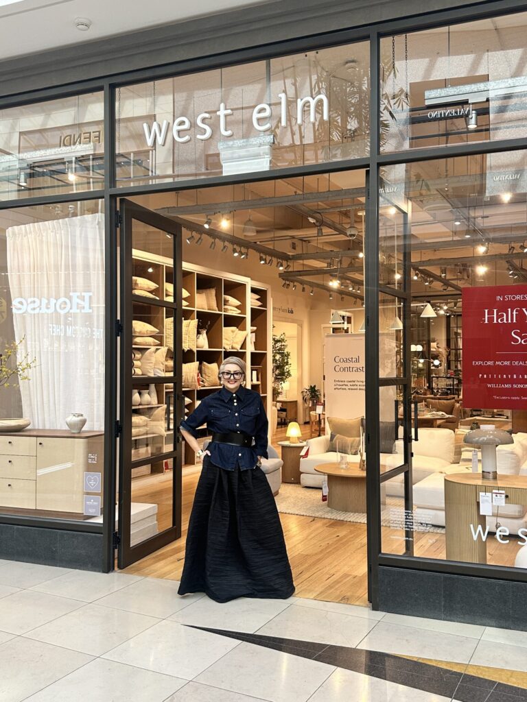 Melbourne interior designer in front of West Elm store