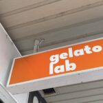 Sign for Gelato Lab under a shop awning